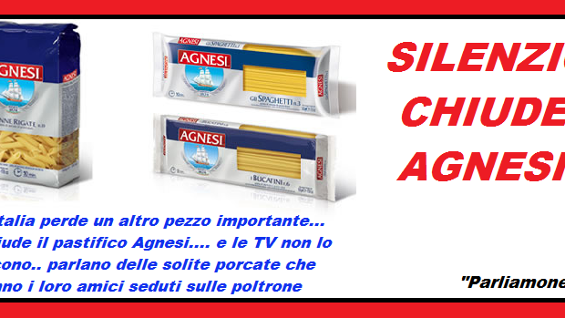Redazione di Operai Contro, mentre il governo Renzi annuncia che siamo fuori della crisi continuano i licenziamenti. Al pastificio Agnesi i primi segnali concreti della crisi si erano manifestati nei mesi scorsi con la chiusura del mulino: per i dipendenti era stata offerta una buona uscita di 6000 euro L’ipotesi di mantenere il marchio non producendo più pasta e ricollocando un parte di lavoratori è una ipotesi poco credibile I padroni non sono più in grado di sfruttare il lavoro salariato degli operai Operai è l’ora che ci organizziamo per liquidare i padroni e il loro sistema Un operaio