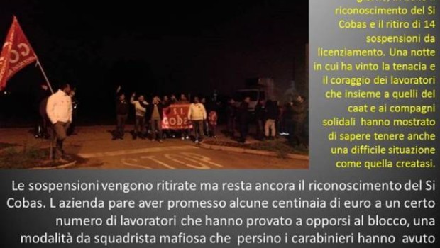 da  http://www.alpcub.com/safim.htm Giovedì 29 Ottobre 2015 – 13:16-eco del chisone Sciopero alla Safim di None, azienda in frazione Palmero, indetto dai Si Cobas. I lavoratori chiedono di continuare ad essere rappresentati dai Si Cobas poichè la proprietà non riconosce questa rappresentanza sindacale. Si preannunciano ore di tensione. F.R. giovedì 29 Ottobre 2015 – 16:13 Sciopero e tensione, questa mattina alla Safim, azienda in frazione Palmero a None. I lavoratori hanno incrociato le braccia aderendo alla protesta indetta dai Si Cobas. Una ventina di dipendenti hanno chiesto di continuare ad essere rappresentati dai Si Cobas poichè la proprietà non ha […]