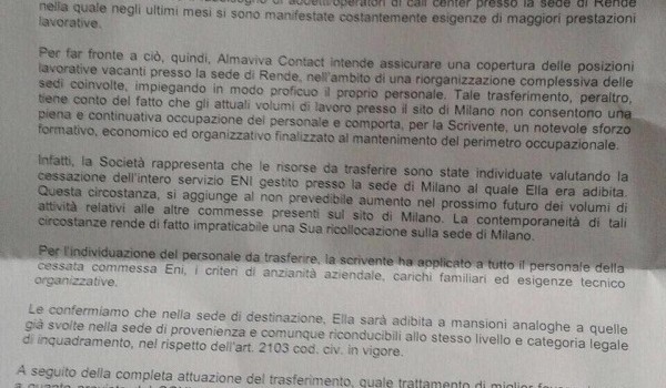 Caro Operai Contro, dopo i 1.646 licenziamenti del 2016 Almaviva torna alla carica con 65 licenziamenti mascherati da trasferimenti. Uno dei modi che i padroni si son dati per licenziare operai e lavoratori, è la formula del democratico trasferimento. Se ti trasferiscono di mille chilometri, da Milano a Cosenza ti mettono in condizioni di licenziarti. Altre aziende trasferiscono all’estero i dipendenti, da Milano a Barcellona o altrove. Il trasferimento è democratico, puoi accettarlo o rifiutarlo, nessuno ti obbliga. La democrazia dei padroni funziona così. Bisogna spazzarla via il più presto possibile Saluti da un lettore   Mando un articolo […]