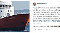 A bordo della nave Aquarius ci sono 141 persone salvate il 10 Agosto. I no di Malta e dell’Italia, il no Madrid. Bloccano per il momento l’Aquarius  tra le acque maltesi e l’isola di Linosa in attesa di capire dove far rotta. Il minitro Toninelli del  M5S, che fino ad oggi ha il solo merito del servilismo al generale della guerra ai migranti Salvini, dimostra ancora una volta la sua grande intelligenza affermando: “La nave è ora in acque maltesi e batte bandiera Gibilterra. A questo punto il Regno Unito si assuma le sue responsabilità per la salvaguardia dei naufraghi”. […]
