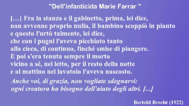 Da un post su Facebook di Bruna Bianchi giornalista Lana è un comune vicino a Merano, in Alto Adige, dove la popolazione parla tedesco al 94 per cento, famoso per le sue mele golden sin dal Medioevo. Lunedì, nei pressi di un “maso” e in una scarpata vicino a un meleto, dei turisti hanno notato il corpicino di un neonato. Aveva ancora il cordone ombelicale attaccato e un panno attorno alla testa per nascondere un probabile strozzamento prima di venire gettato, frettolosamente, in un’area nemmeno tanto nascosta. E’ bastato un giorno per risalire alla madre e porla in arresto […]