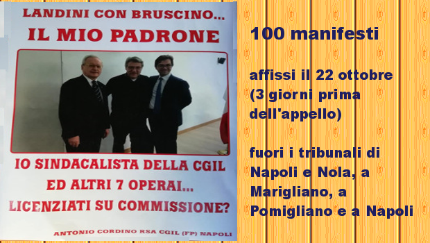 “Tutto quello che so del mio sindacato è rappresentato in questa fotografia…” Sono ex RSA CGIL, licenziato nel 2016 insieme ad altri 7 operai per rappresaglia politica. Lavoravamo in una delle aziende del gruppo Bruscino, Ambiente spa, attivo nel settore trasporto e smaltimento rifiuti, e abbiamo condotto una dura battaglia per i diritti dei lavoratori, per non vedere peggiorate le nostre condizioni economiche e contrattuali. Siamo stati licenziati con la scusa dell’innovazione tecnologica, in realtà eravamo una spina nel fianco del padrone che ci ha buttato fuori perché non accettavamo di sottostare ai suoi ricatti. Dopo il licenziamento ho […]