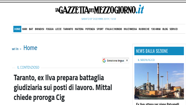 Da LaGazzettadelMezzogiorno.it  del 5/12/2019