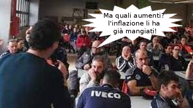 Gli  aumenti contrattuali dei metalmeccanici presentati da quattro mandarini sindacali come grande conquista sono già stati mangiati, prima di prenderli, dall’inflazione. Per gli operai la lotta salariale è tutta da fare