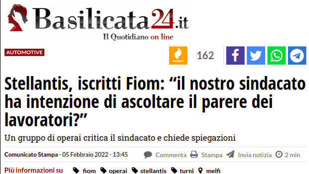 “Il nostro sindacato ha intenzione di ascoltare il parere dei lavoratori?” si chiedono in un comunicato pubblico alcuni operai di Stellantis Melfi della FIOM sugli ultimi avvenimenti in fabbrica ...