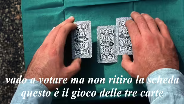 Il gioco delle tre carte della Meloni, farsi vedere al seggio, esibire la tessera elettorale e non ritirare le schede. Una pagliacciata per coprire la scelta di astenersi senza dichiararlo. Una prova in più di quanto questa volta sia necessario per gli operai e i lavoratori poveri in controtendenza andare a votare.